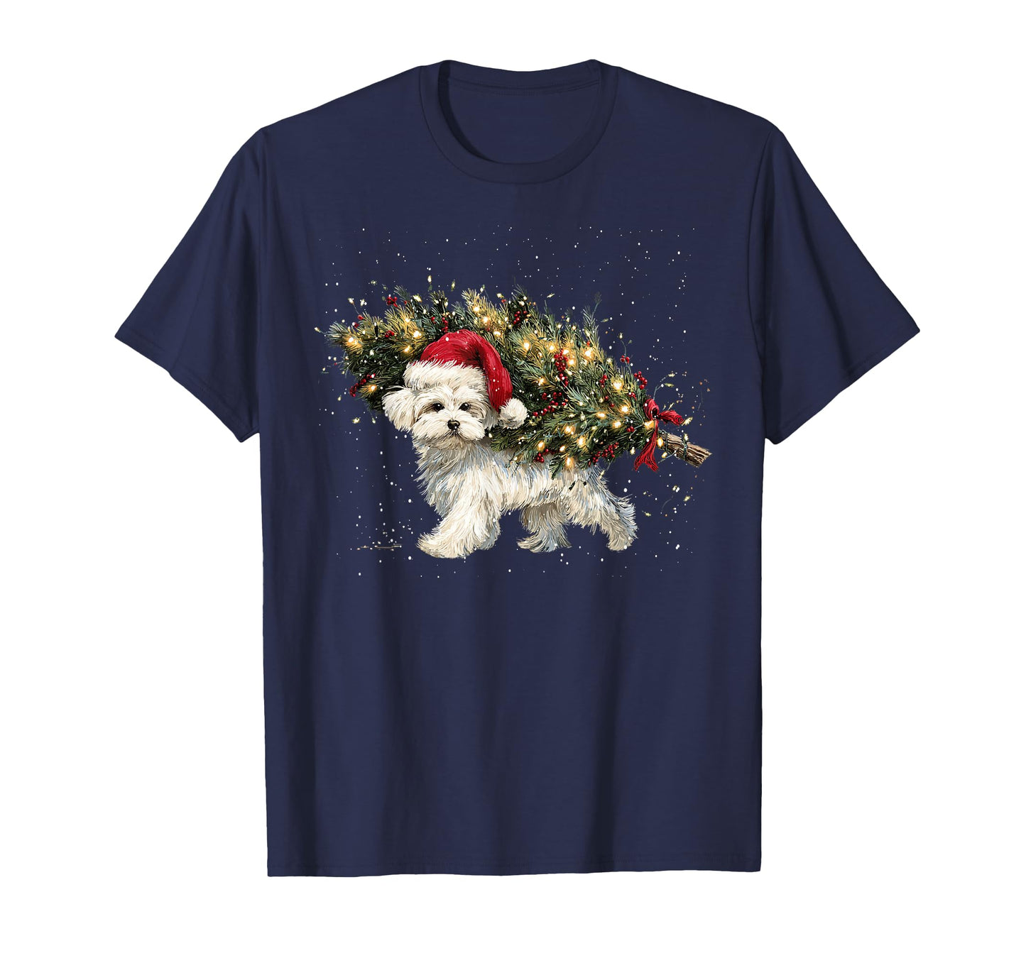 Cute Maltese Dog in a Christmas Tree for Men Women T-Shirt
