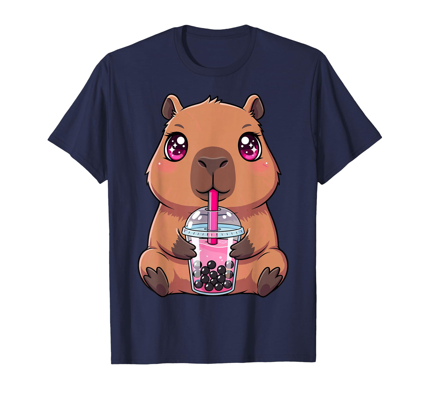 Cute Capybara with Boba Bubble Tea T-Shirt