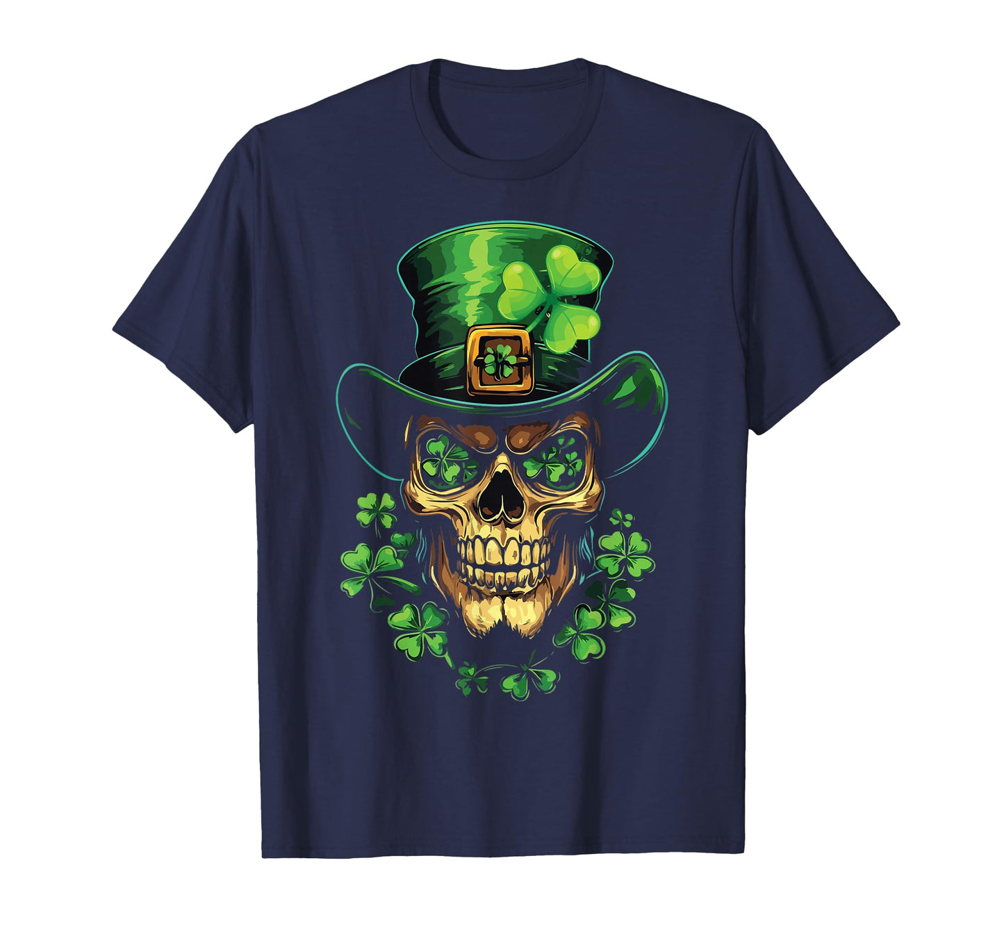 St Patricks Day Cool Leprechaun Skull Graphic T-Shirt