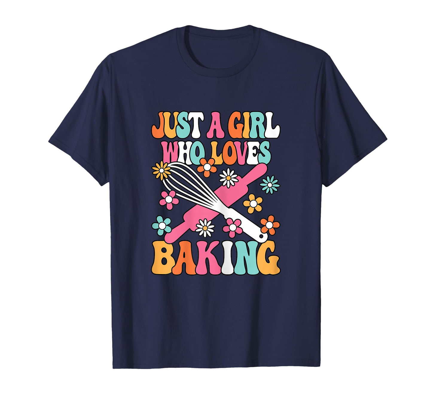 Just A Girl Who Loves Baking Groovy Cute Baker Kids T-Shirt