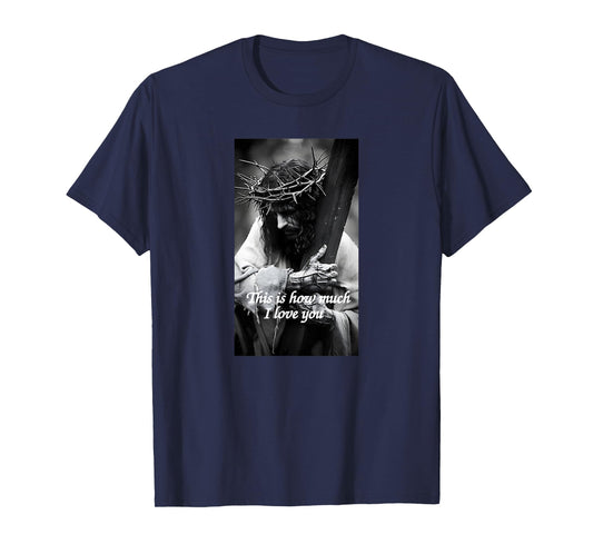 Crucified Love Monochrome Jesus Crown of Thorn Bible T-Shirt