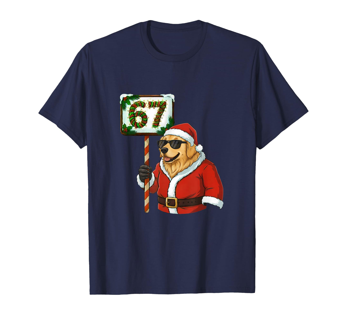 67 Meme Funny 6-7 Christmas Golden Retriever Dog Lover T-Shirt