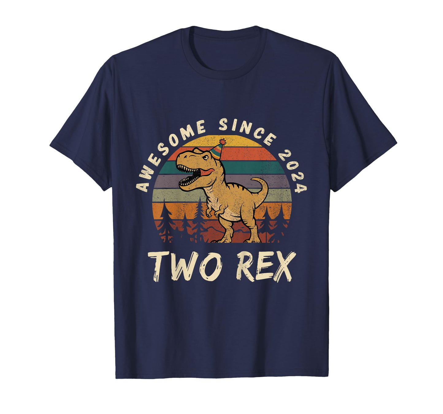 Kids Two rex 2nd Birthday Dinosaur 2 Year Old Boys Born 2024 T-Shirt