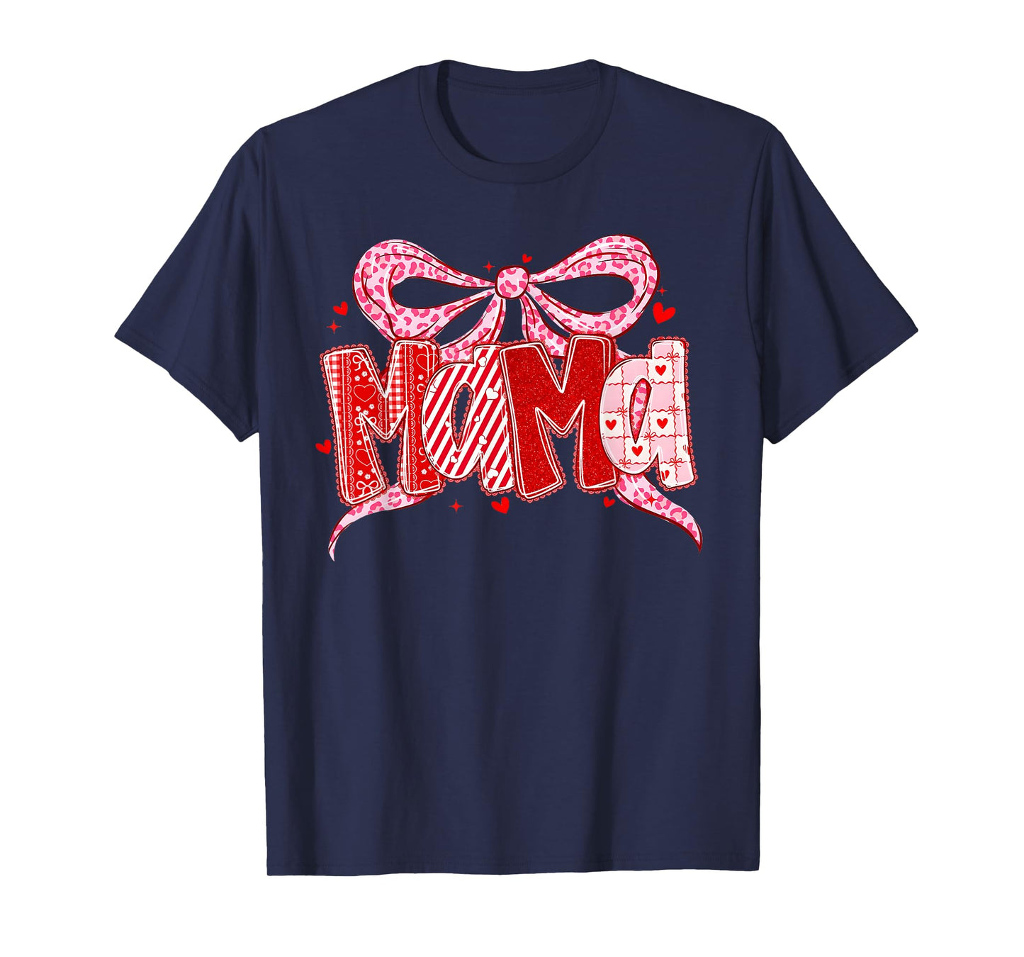 Valentine Mama Coquette Leoaprd Bow Mom Mother Women T-Shirt