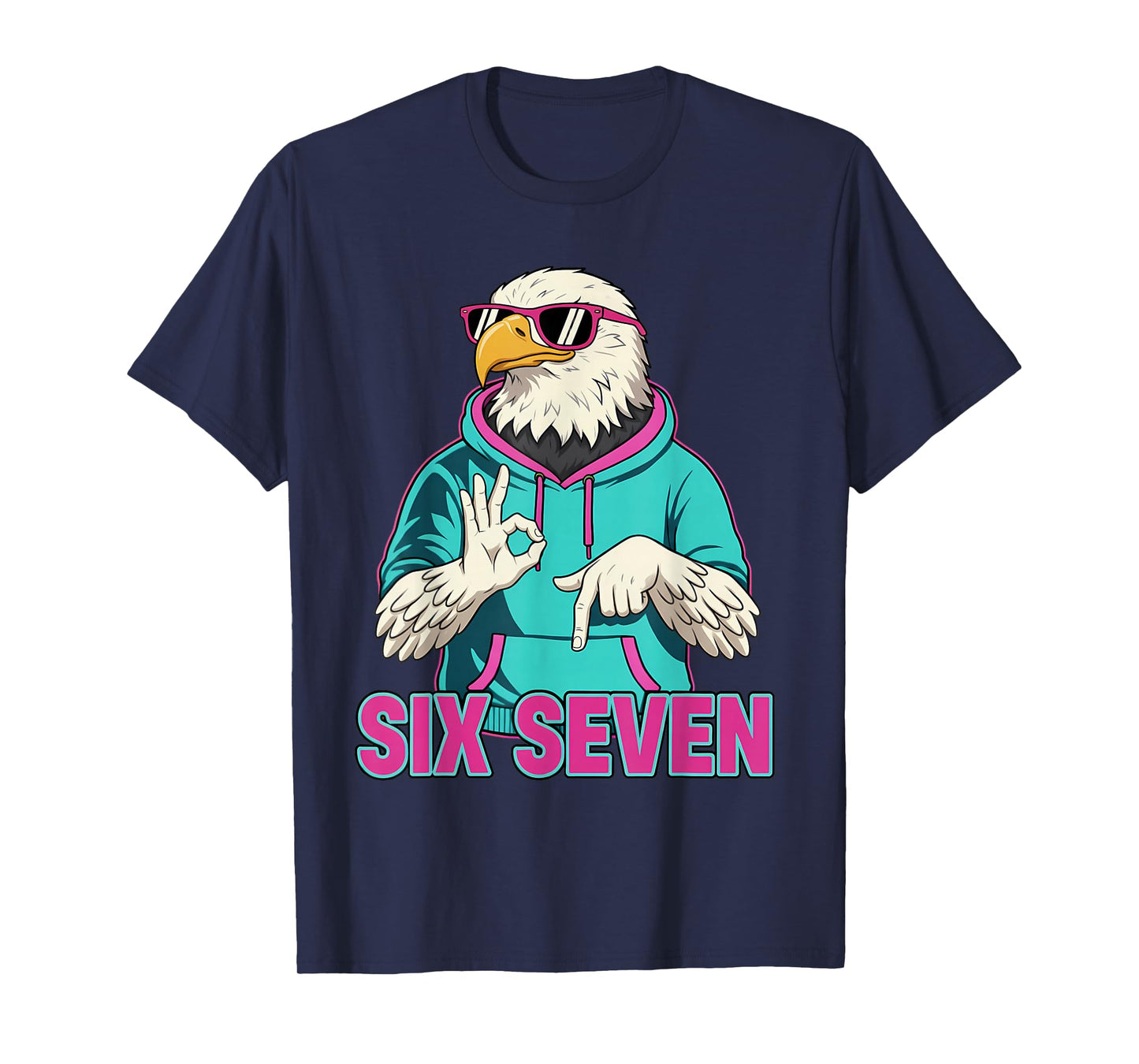 Six Seven Meme Cute Bald Eagle 67 Funny Gen Z Apha Slang T-Shirt