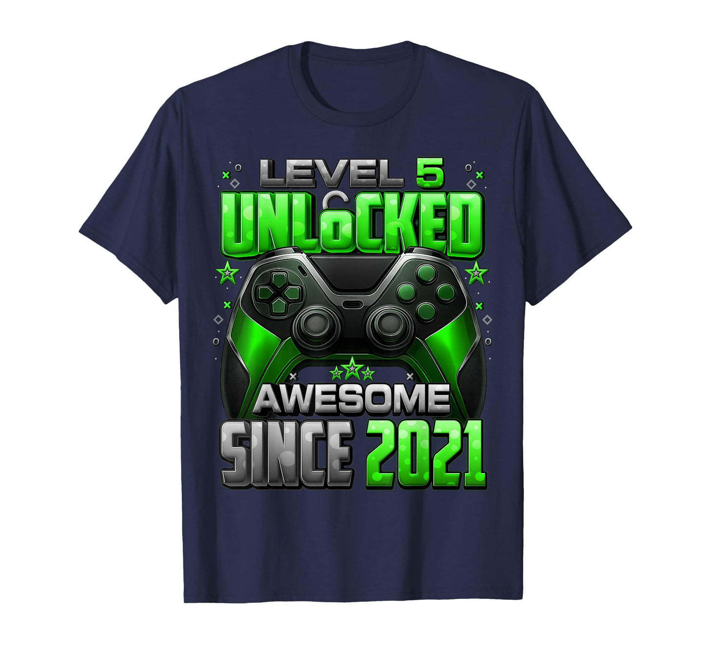 Level 5 Unlocked Awesome Since 2021 5th Birthday Gaming T-Shirt