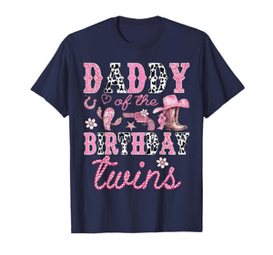 Daddy of The Birthday Twins Cowgirl Rodeo Western Matching T-Shirt