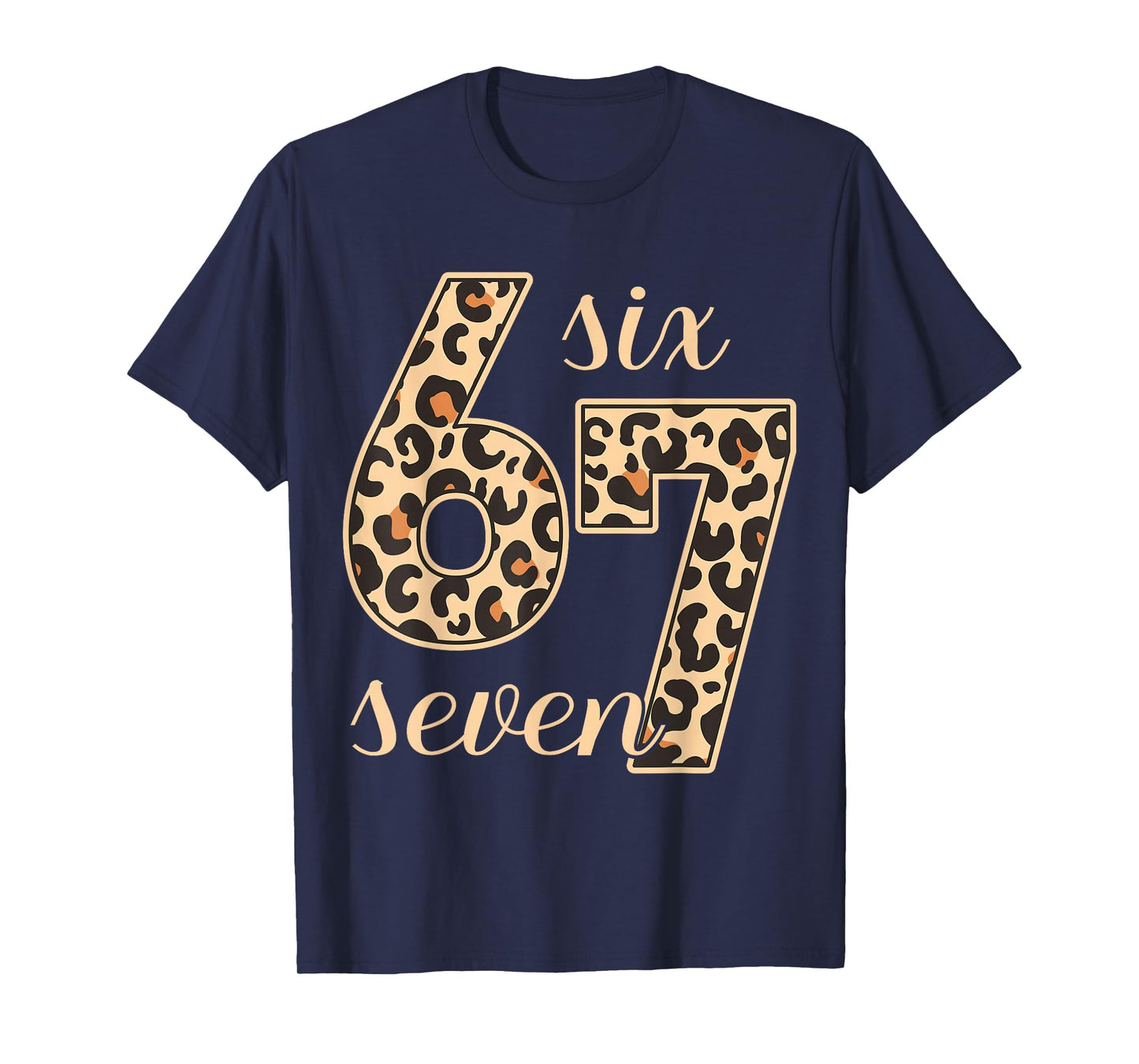 Six Seven Meme 6-7 Number Leopard Print Gen Z Gen Alpha T-Shirt