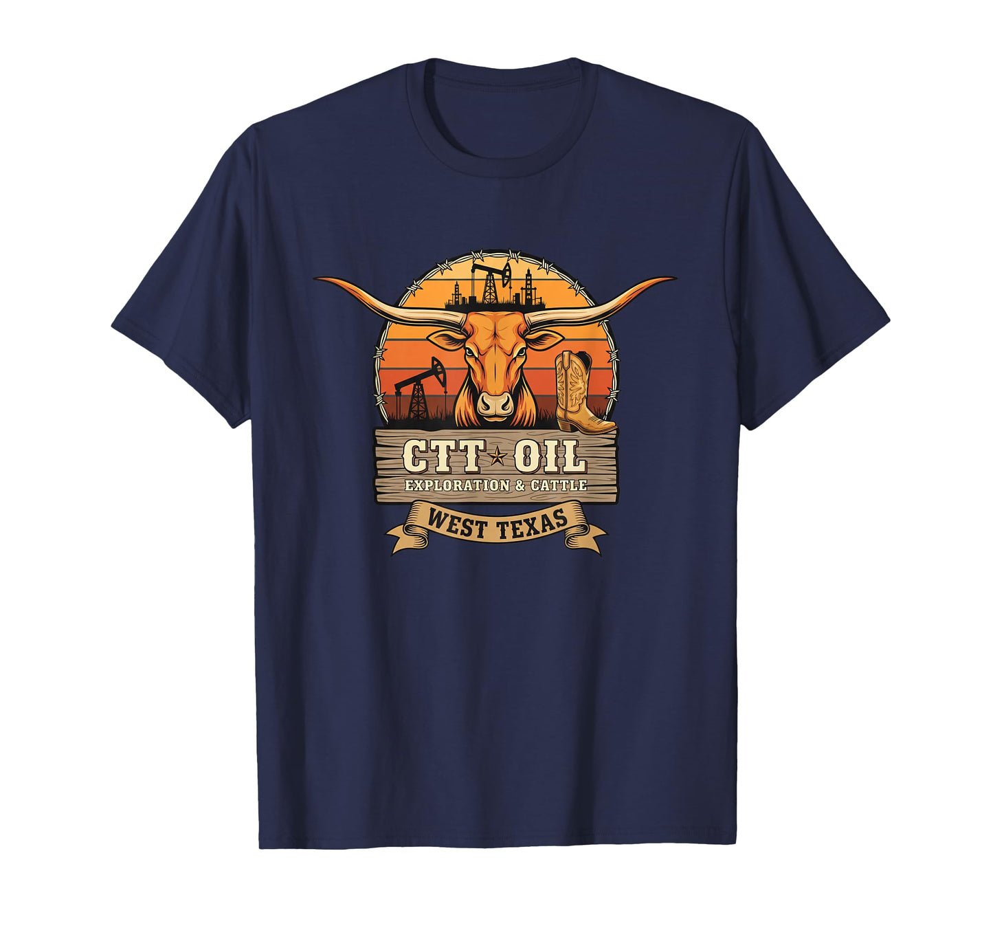 Ctt Oil Exploration Cattle West Texas Cowboy Boots T-Shirt