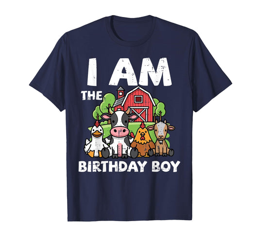 I Am The Birthday Boy Farm Animals Bday Party Boys Kids T-Shirt