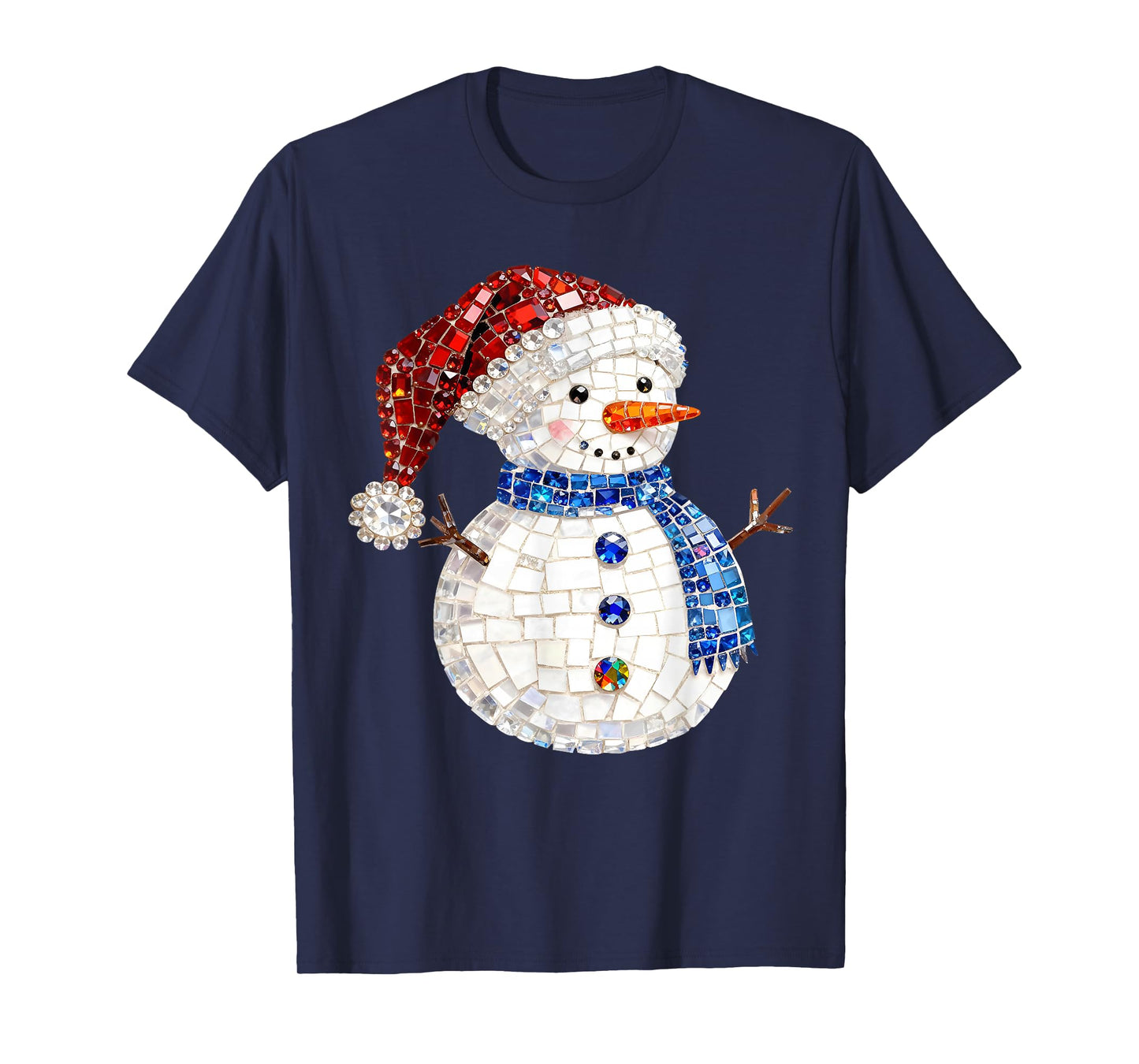 Sparkly Rhinestone Snowman Pajamas Holiday Merry Christmas T-Shirt