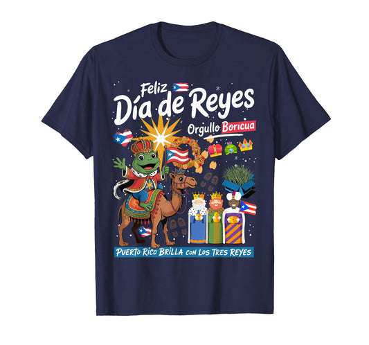Three Kings Day Puerto Rican Women Idea Coqui Frog Boricua T-Shirt