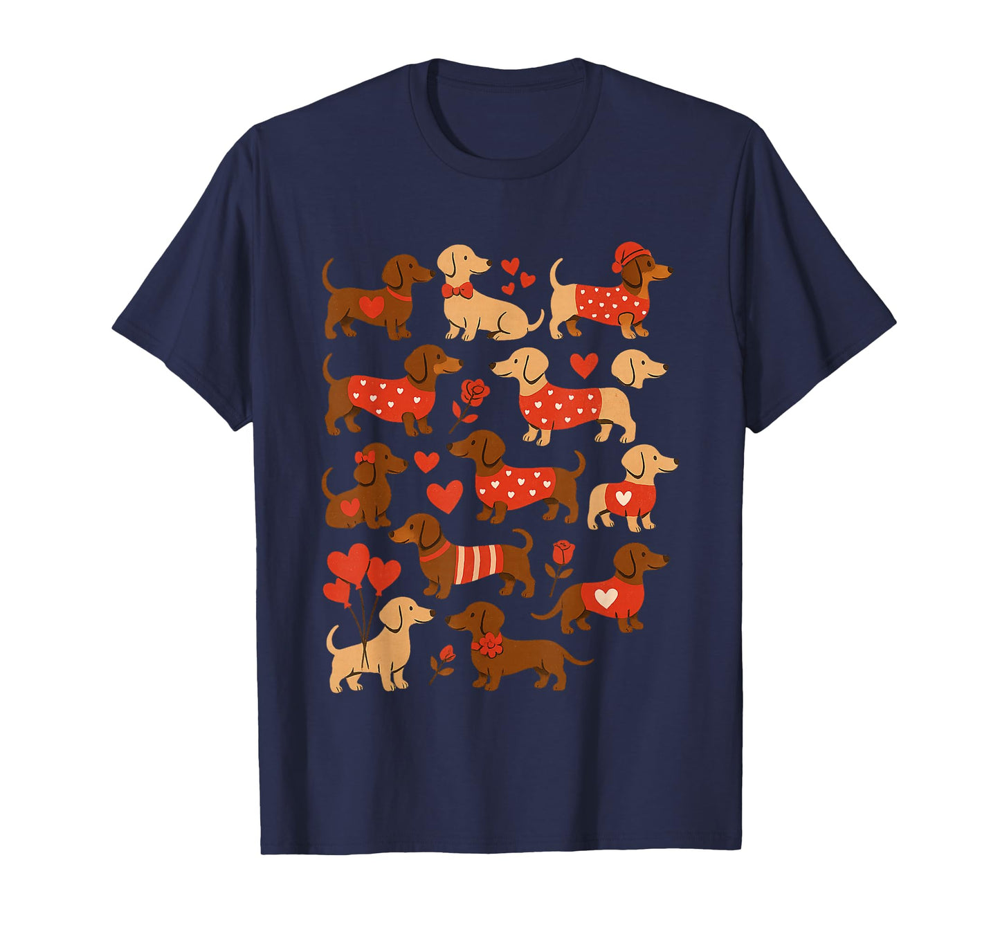 Doxie in Dog Dress Valentines Weiner Dachshund T-Shirt