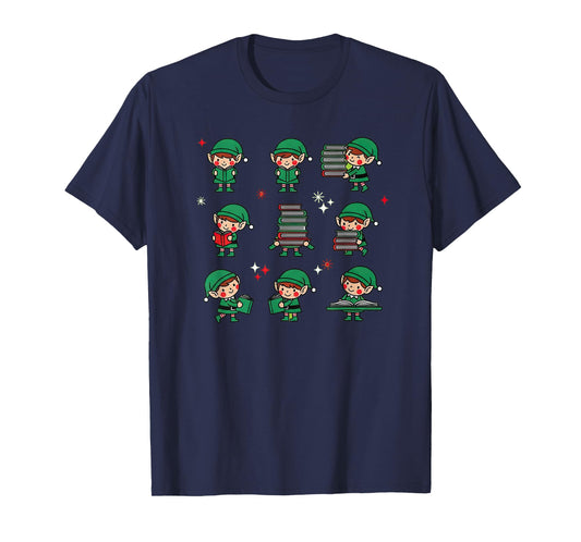 Librarian Book Lover Christmas Elf Reading Joy T-Shirt
