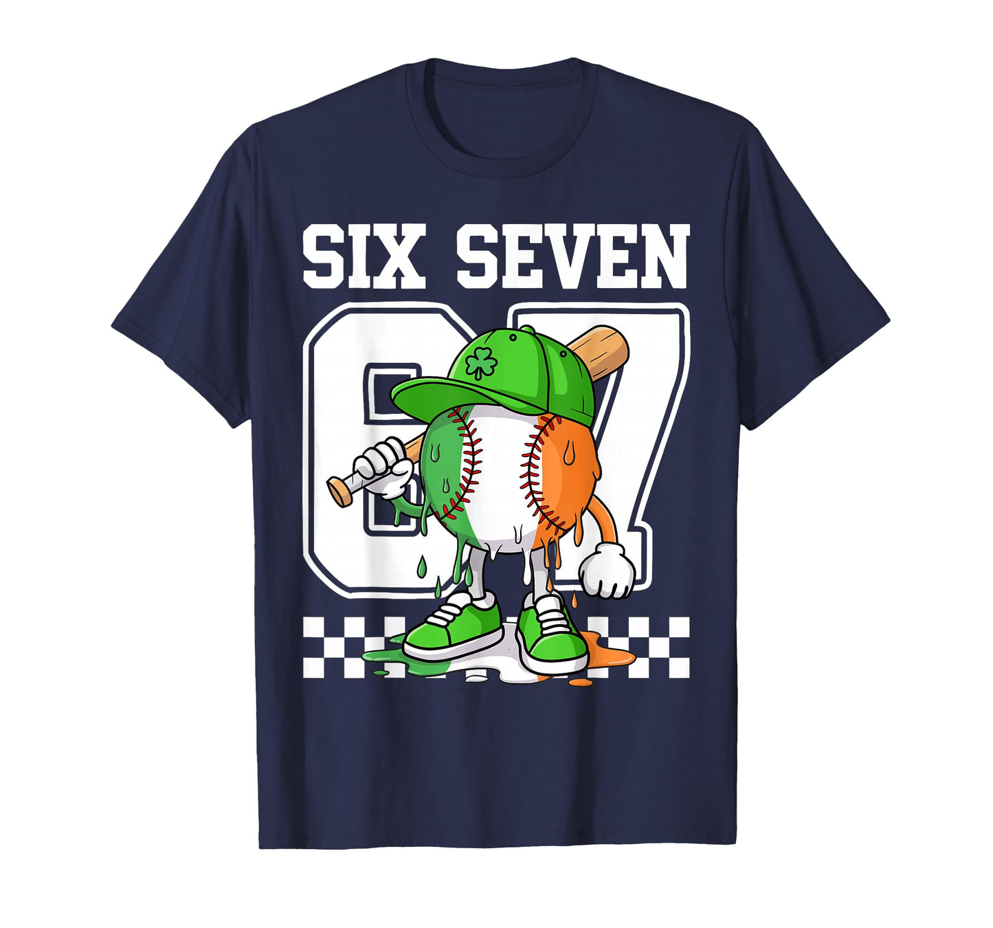 Boys St Patricks Day 67 Six Seven Baseball Ice Cream Drip T-Shirt