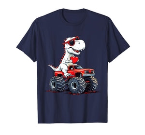 Valentine Dinosaur Monster Truck with Heart Boys Girls T-Shirt