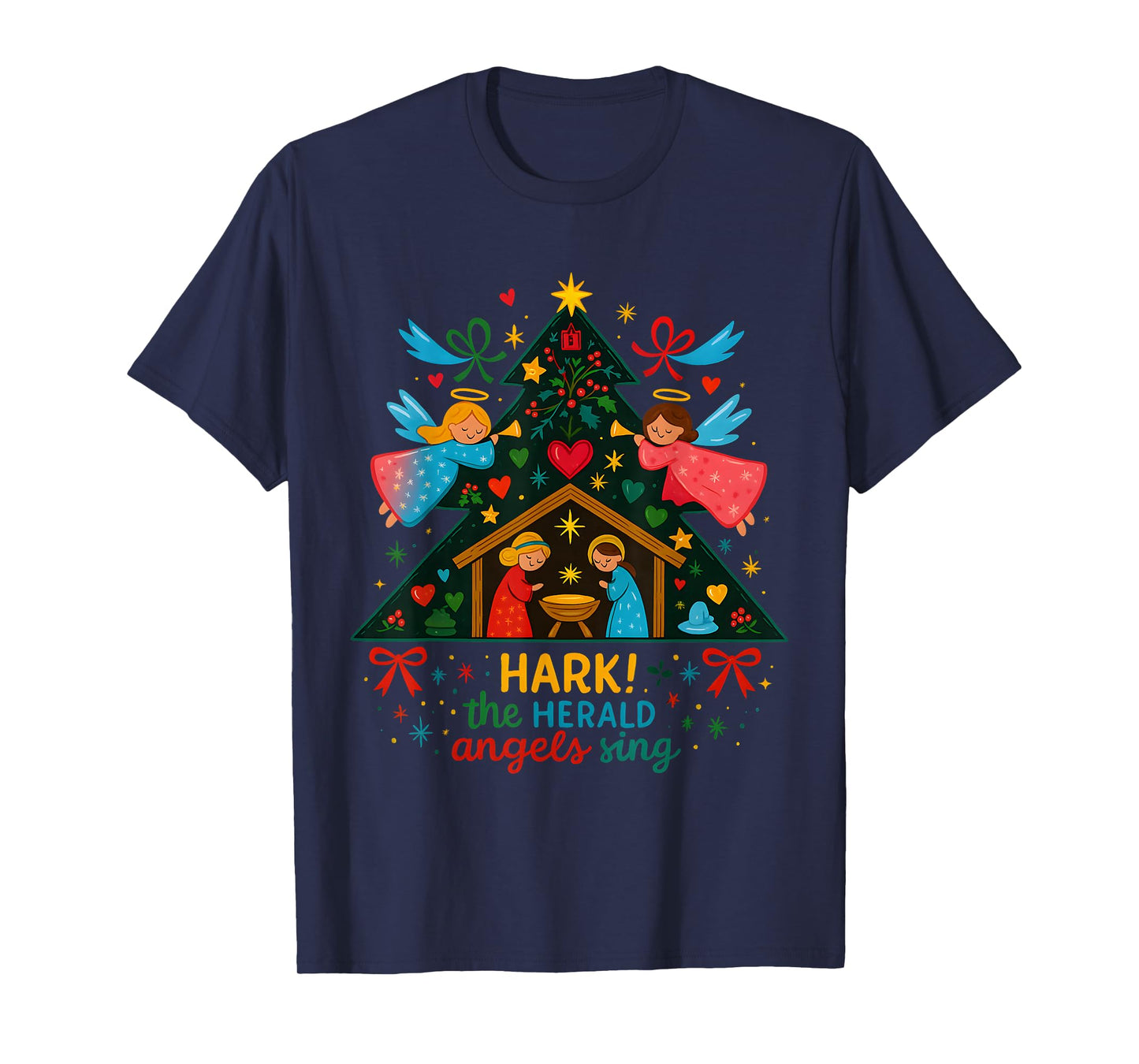 Nativity Hark The Herald Angels Sing Cute Christmas T-Shirt