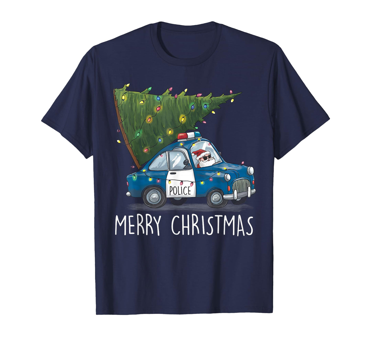 Merry Christmas Police Car Xmas Tree Police Officers Boys T-Shirt