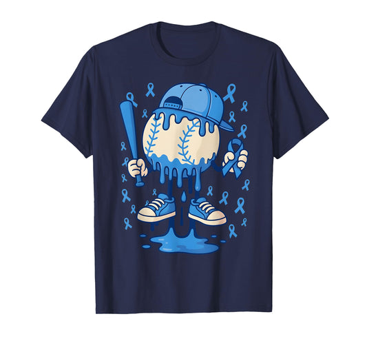 Baseball Drip Ice Cream Diabetes Awareness Ribbon Boys Girls T-Shirt