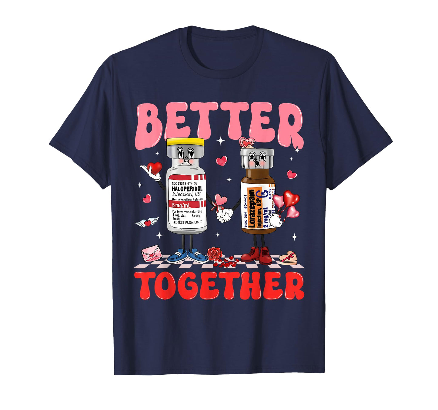 Valentine Better Together Nurse Pink Bow RN PCT CNA Nurse T-Shirt