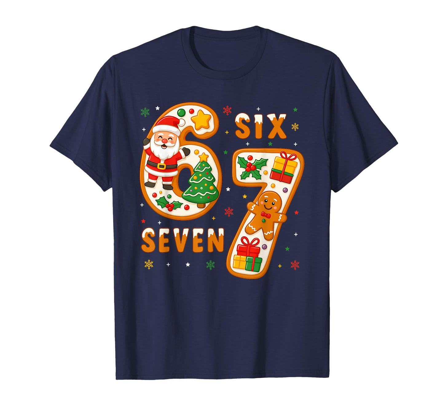Funny Six Seven 67 Meme 6 7 Santa Christmas Pajamas Kids T-Shirt