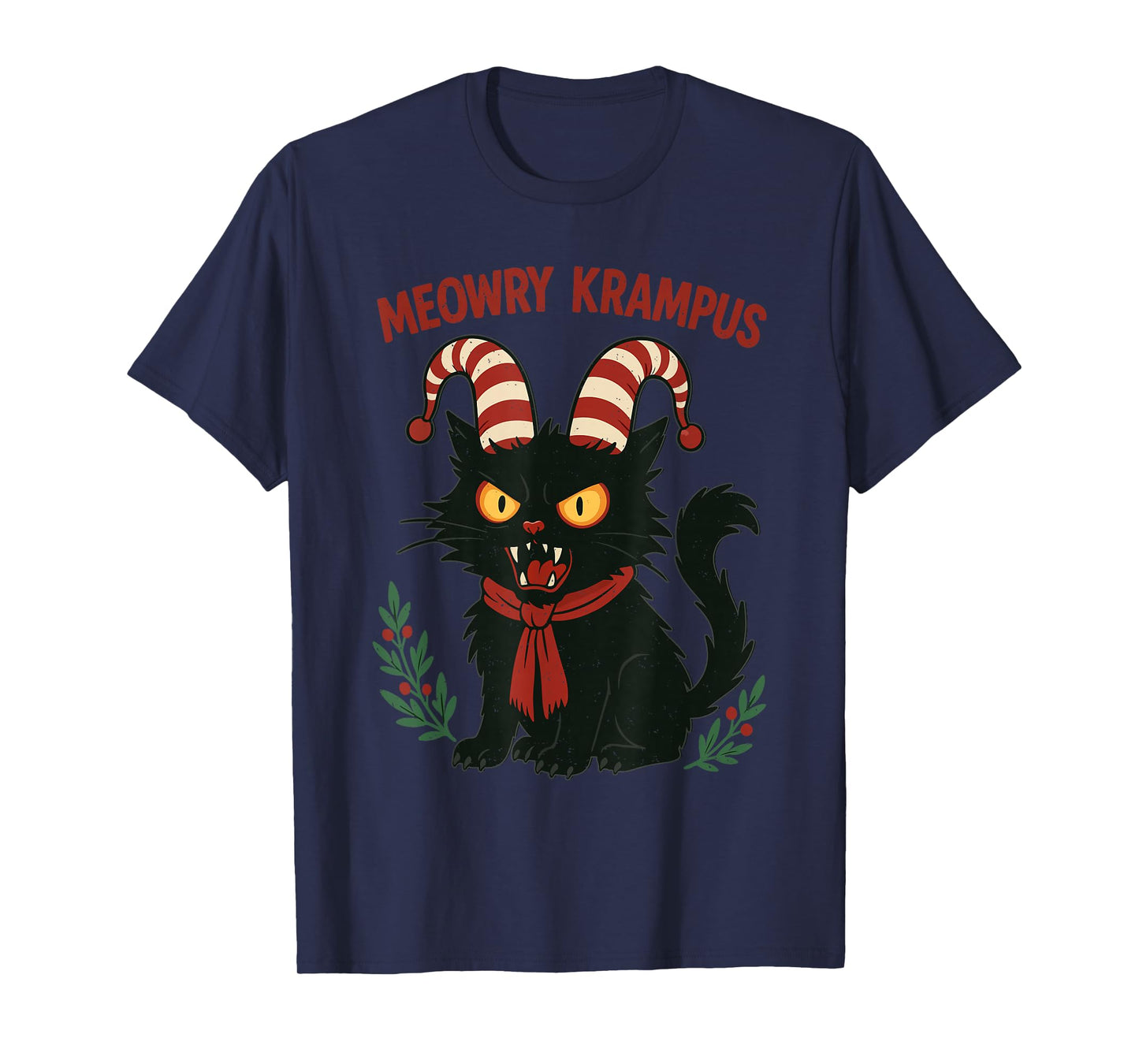 Meowry Krampus Cat Christmas Cat Lover Xmas Holiday Season T-Shirt