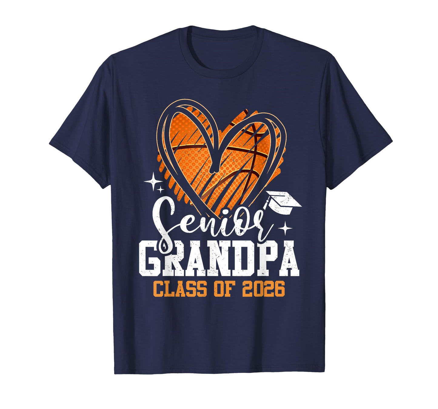 Senior Grandpa Class of 2026 Basketball Graduation Heart T-Shirt