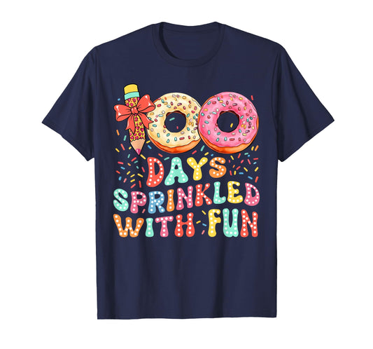 100 Days Sprinkled with Fun Pink Cupcake Donut Girl Kid T-Shirt