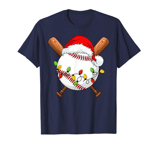 Santa Sports Design for Men Boys Christmas Baseball Player T-Shirt