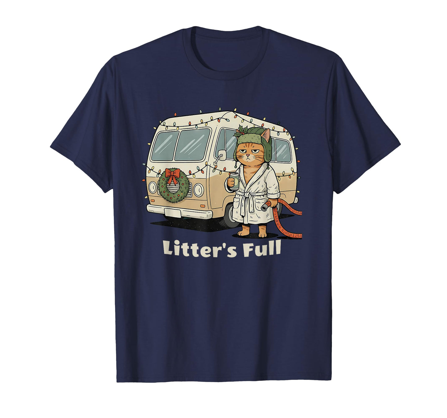 Litter's Full Christmas Cat, Funny Christmas Kitty Vacation T-Shirt
