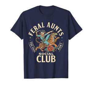 Feral Aunts Social Club Western Cowgirl Riding Tiger Auntie T-Shirt