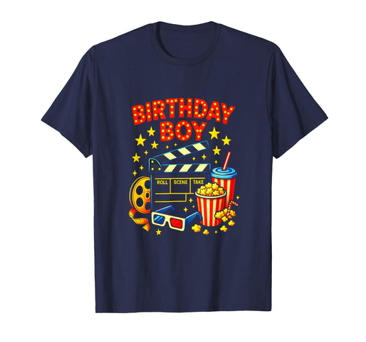 Birthday BOY - Movie Night Party Cinema Popcorn T-Shirt