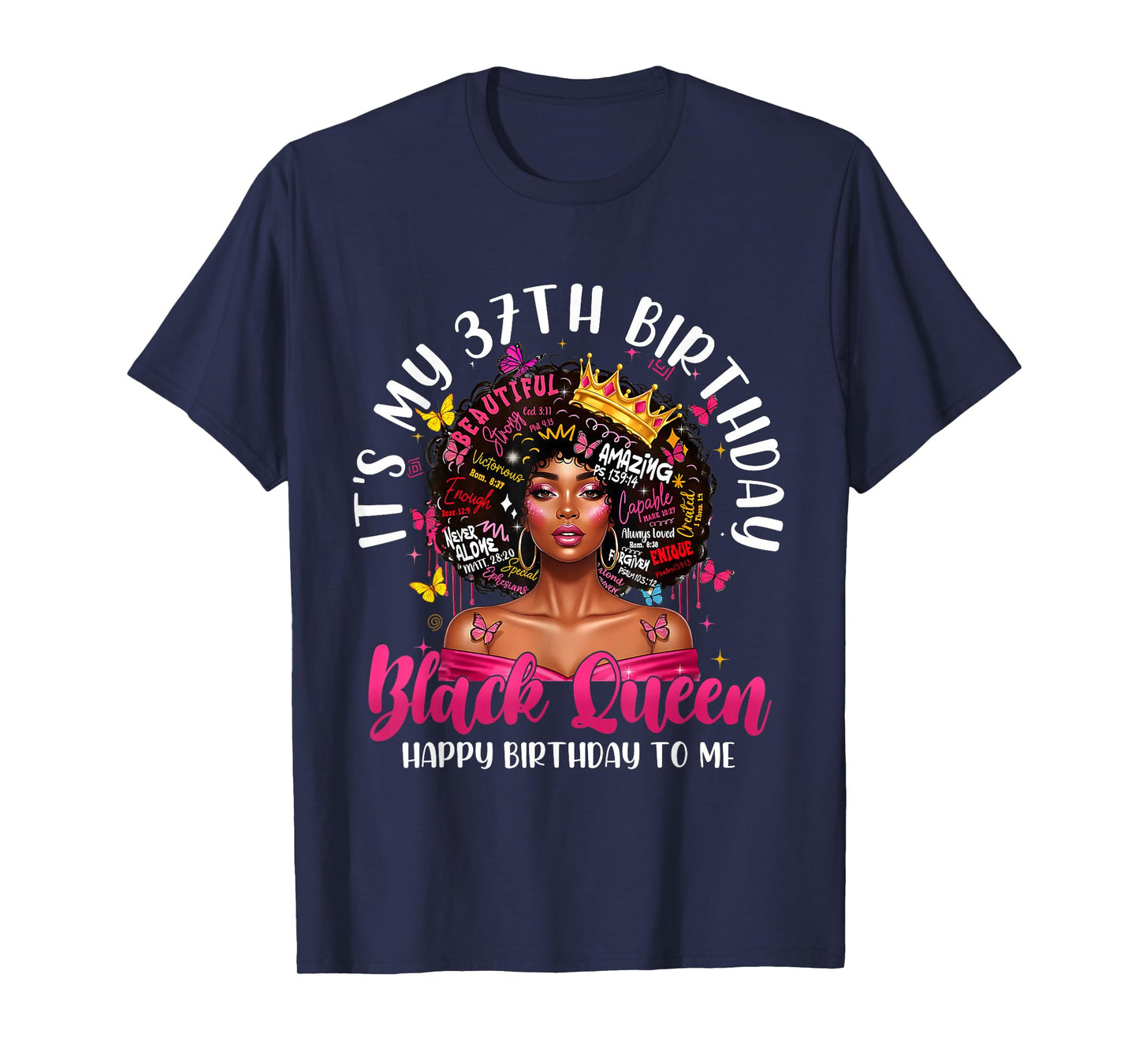 It's My 37th Birthday Black Queen Melanin 37 Year Old Women T-Shirt