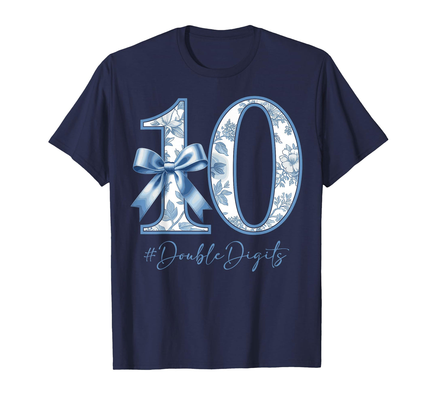 10th Birthday Blue Coquette Bow Girl Cute 10 Year Old T-Shirt
