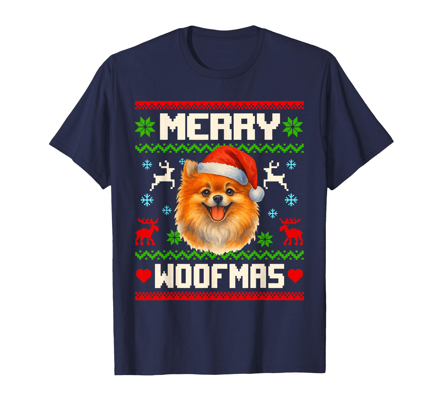 Pomeranian Dog Christmas Ugly Sweater Pet Dog Lover Xmas T-Shirt