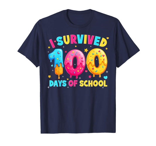 I Survived 100 Days of School Ice Cream Drip Boy Girl Kid T-Shirt