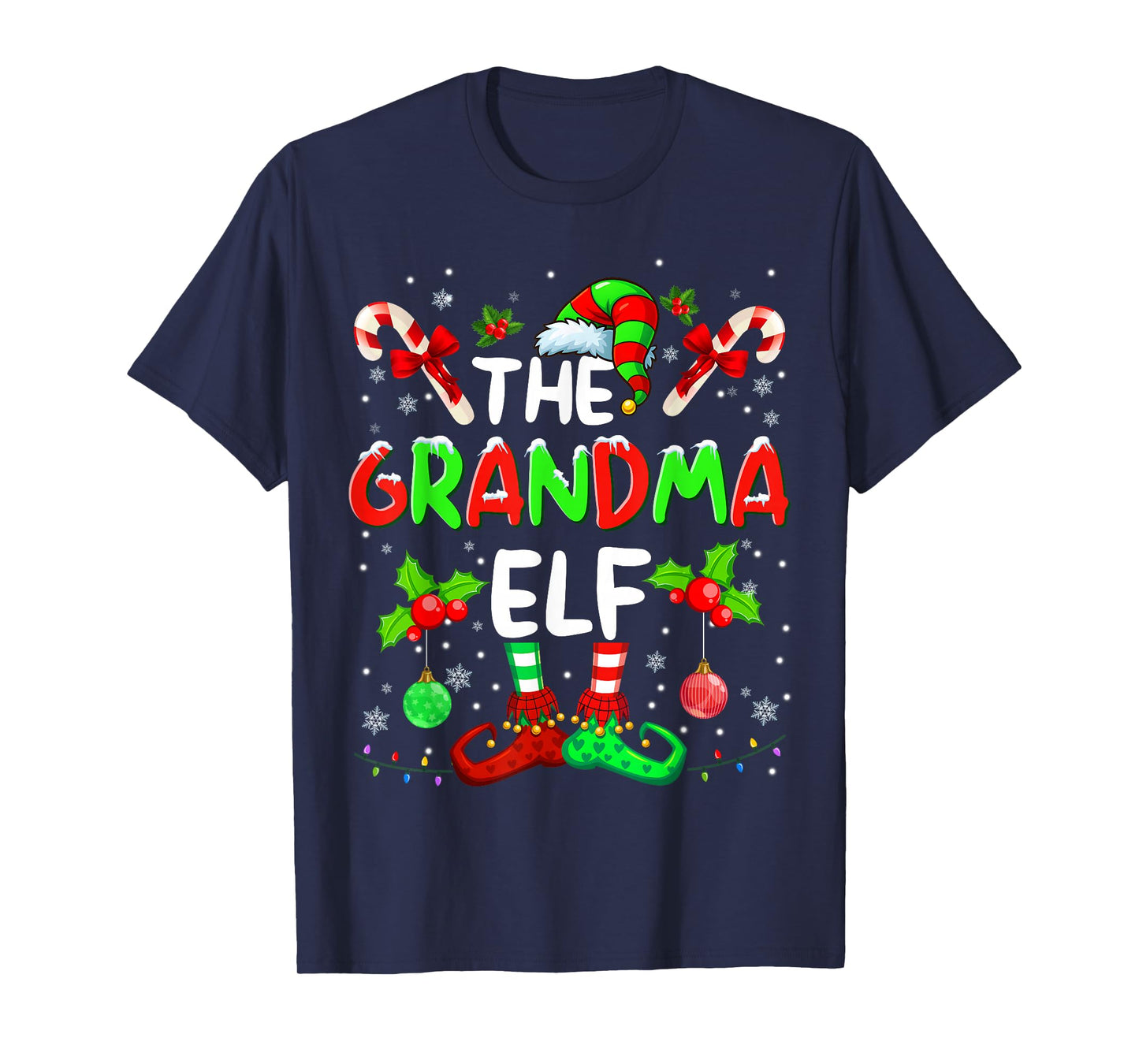 The Grandma Elf Costume Pajamas Pjs Christmas Xmas Men Boy T-Shirt