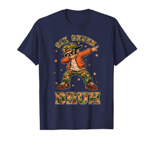 Funny Six Seven Bruh Dabbing Camo Kid Meme T-Shirt
