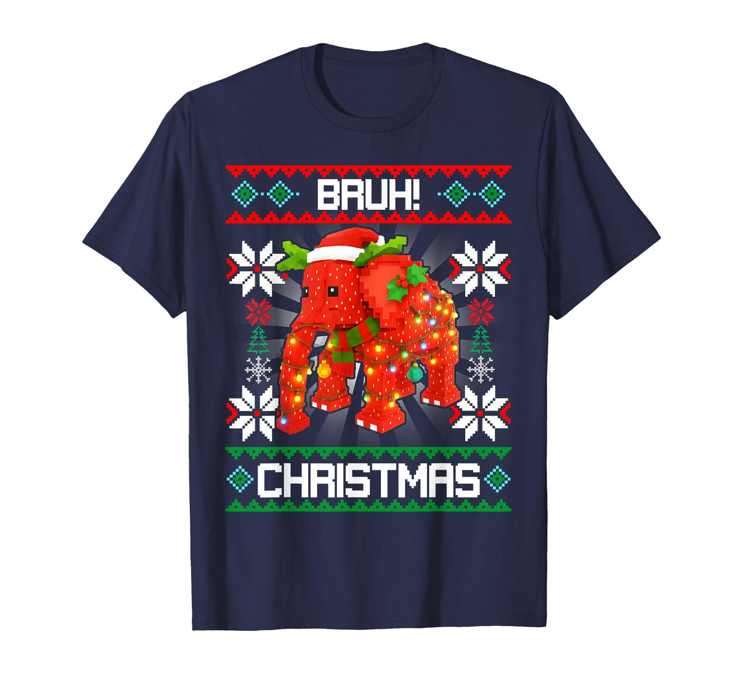 Bruh Strawberry Elephant Christmas Brainrot for Boys Kids T-Shirt