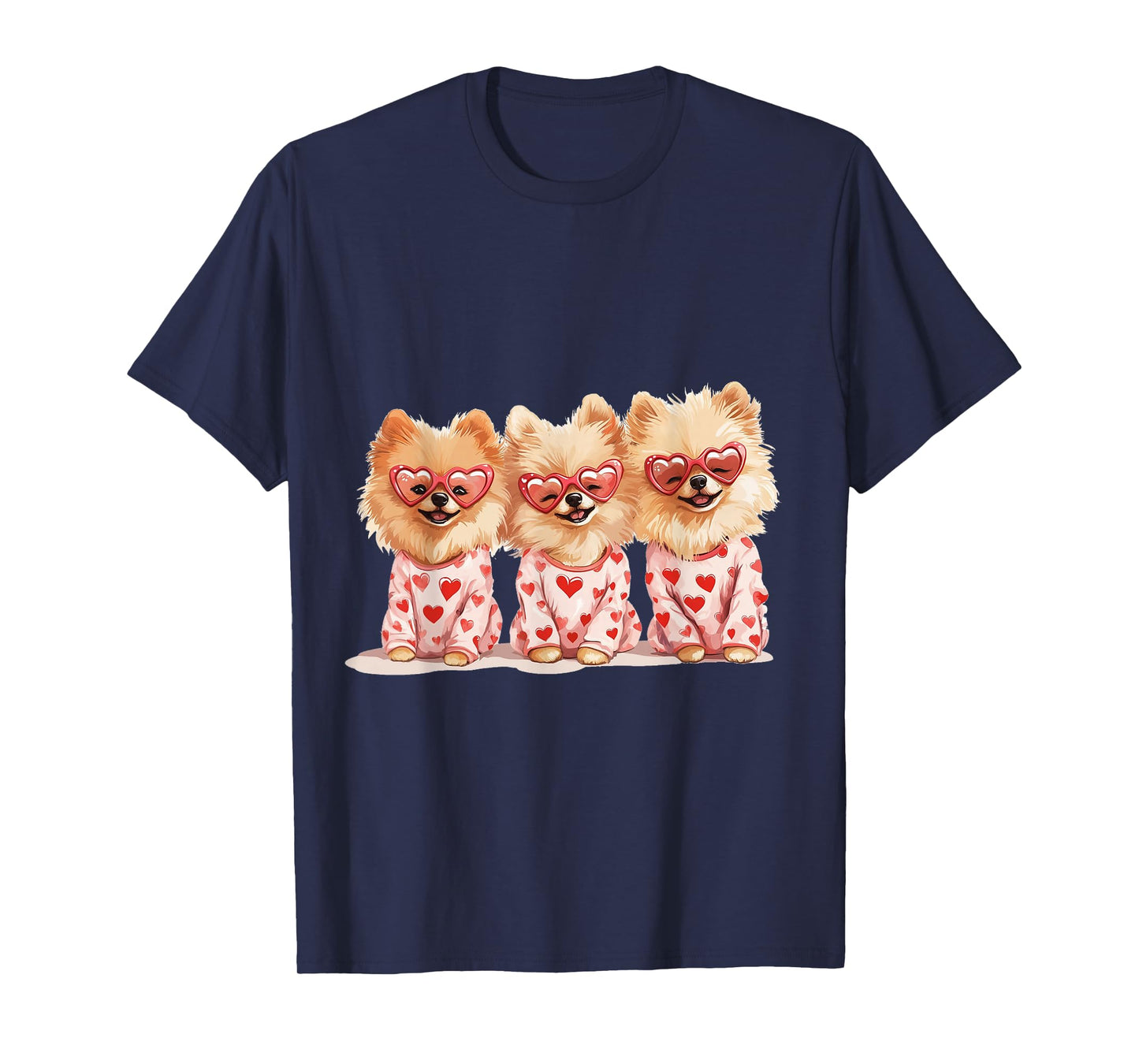 Cute Valentine Pomeranian Dogs Heart Sunglasses Love Pajamas T-Shirt