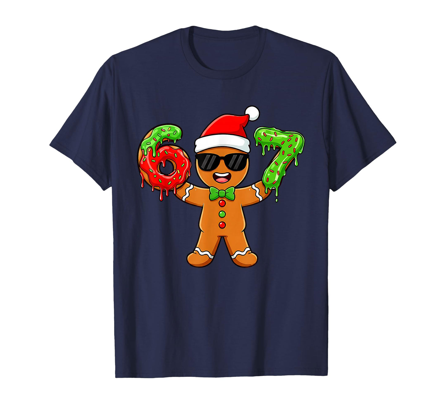 Gingerbread Six Seven 67 Meme 6 7 Funny Christmas Boys Kids T-Shirt