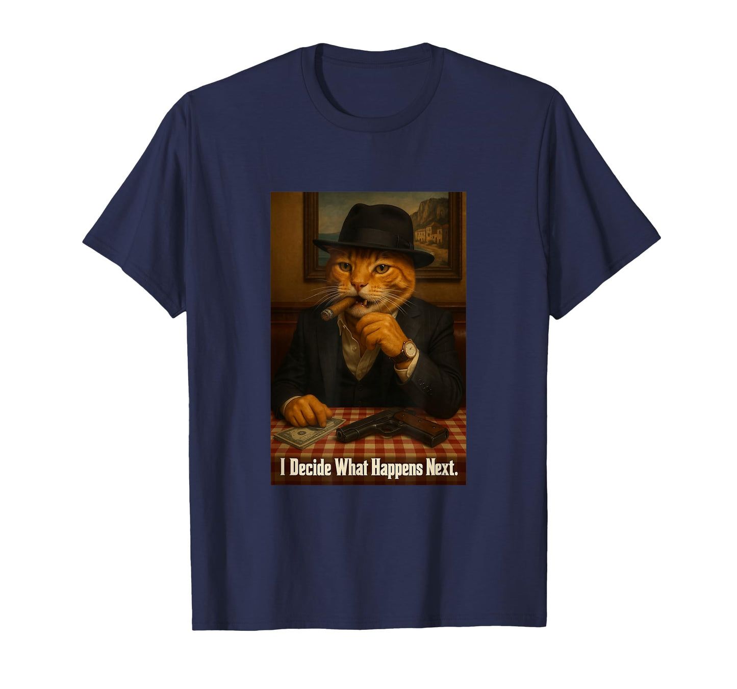 Mafia Cat Boss Funny Retro Art T-Shirt