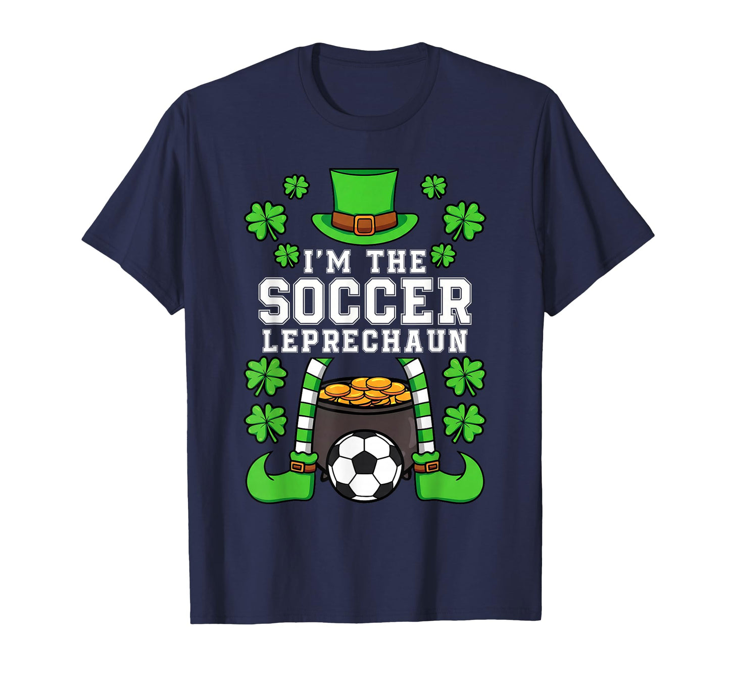 Soccer St Patricks Day Boys Men Kids Sport Green Leprechaun T-Shirt
