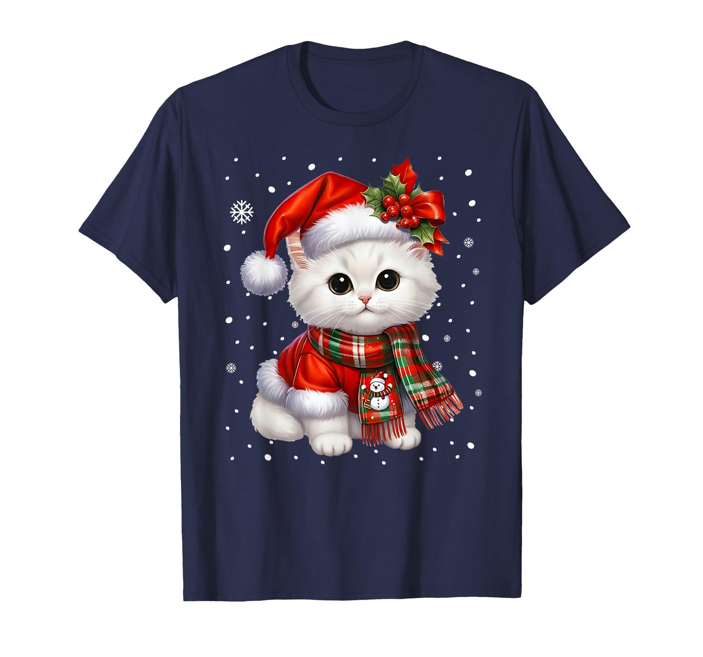 Cat Christmas Kitten Meowy Cat Lover Xmas T-Shirt