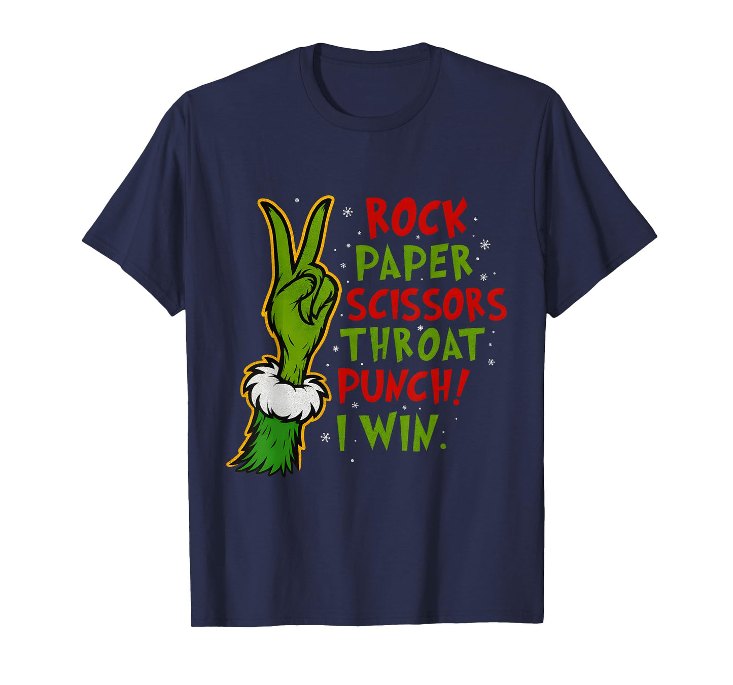 Funny Rock Paper Scissors Throat Punch Holiday Joke T-Shirt