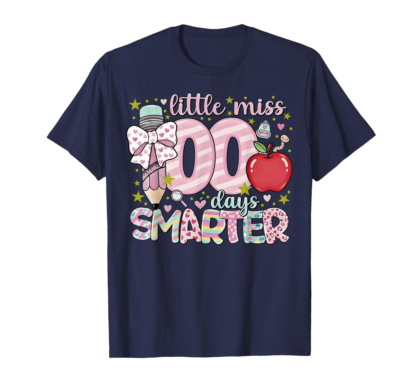 Little Miss 100 Days Smarter Kids Girls 100th Day of School T-Shirt