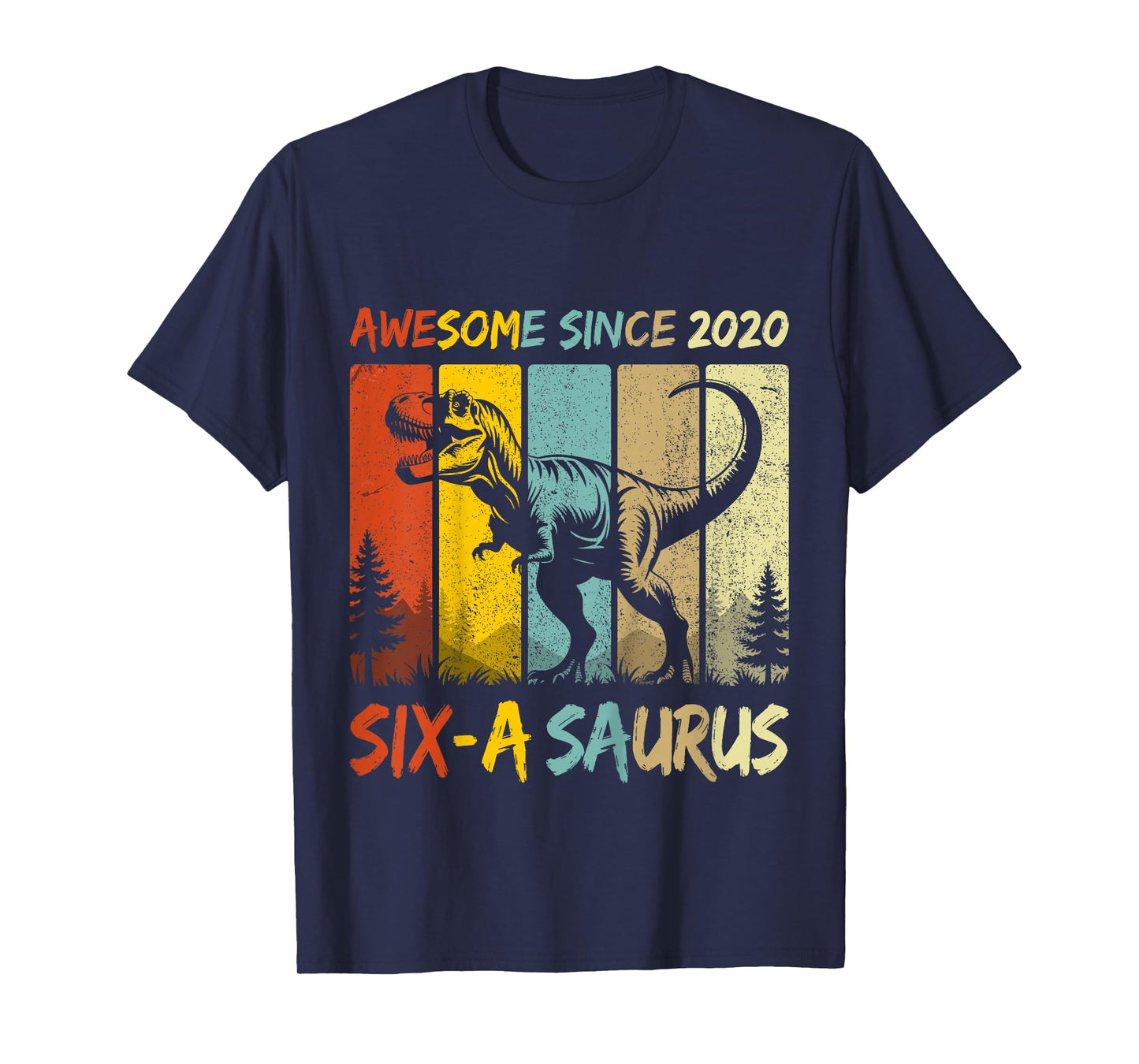 Kids 6 Year Old Dinosaur 6th Birthday six Saurus Boys Born 2020 T-Shirt