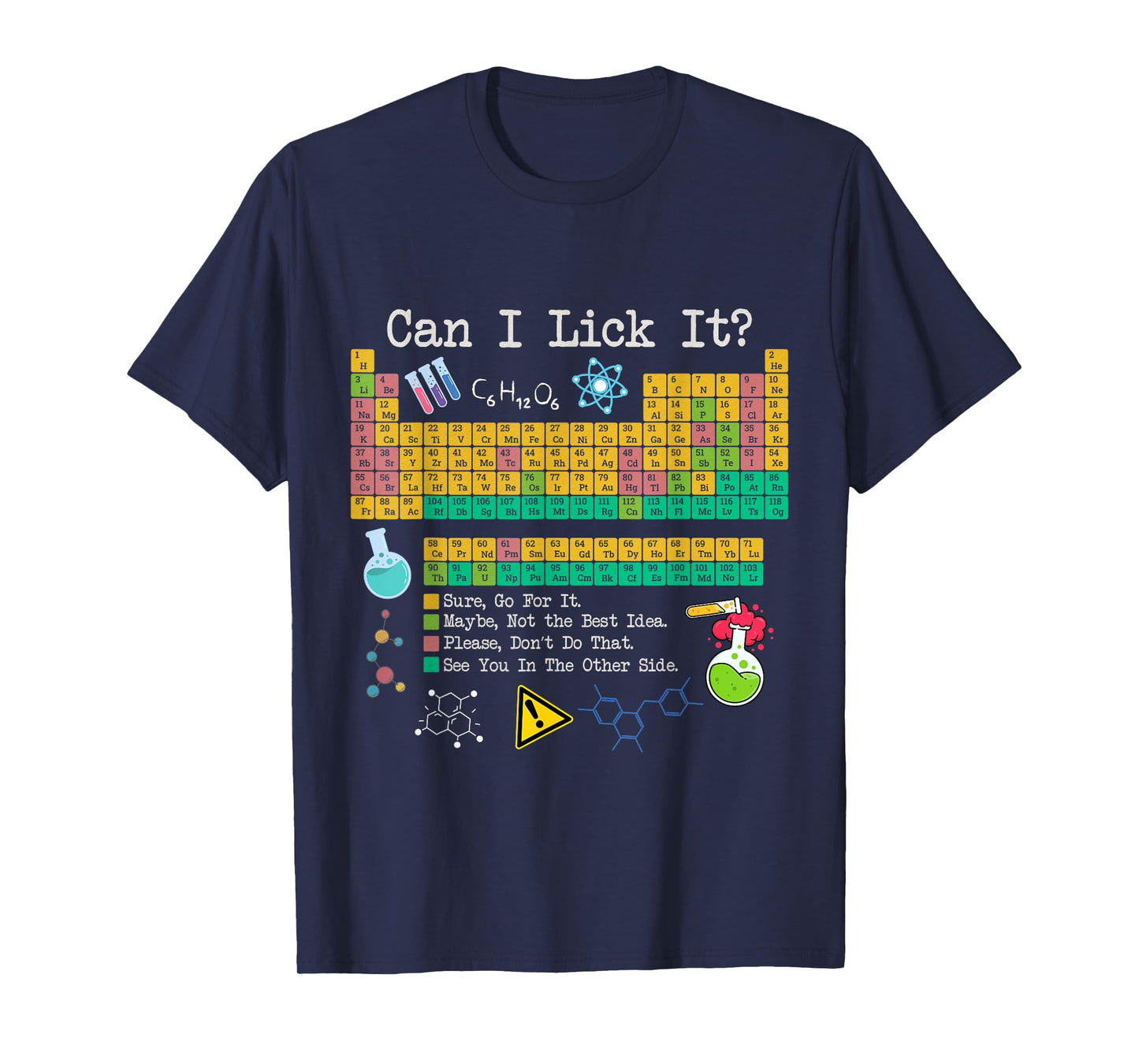 Can I Lick It Tee Funny Periodic Table of Elements Science T-Shirt