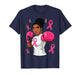 Women Black African American Breast Cancer Afro Pink Ribbon T-Shirt