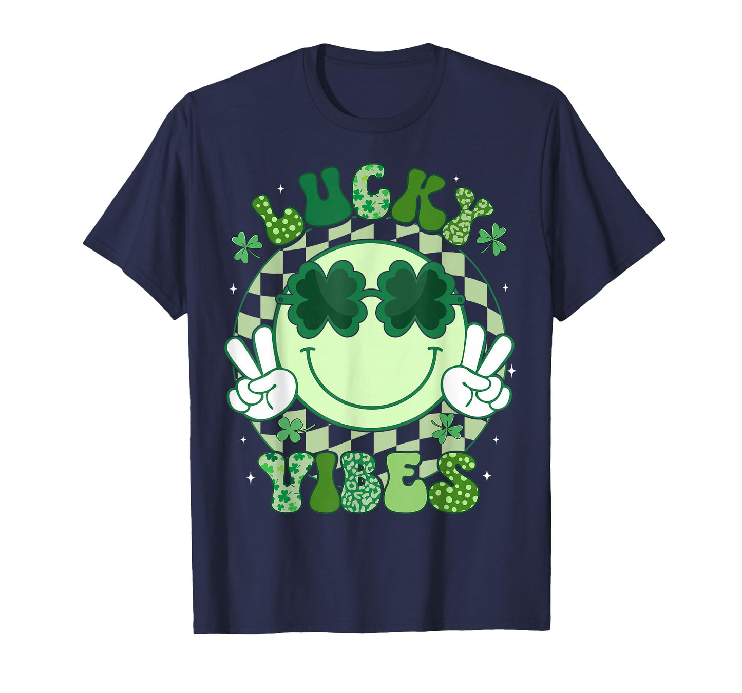 Groovy St Patricks Day Shirts for Women Men Kids Lucky Vibes T-Shirt
